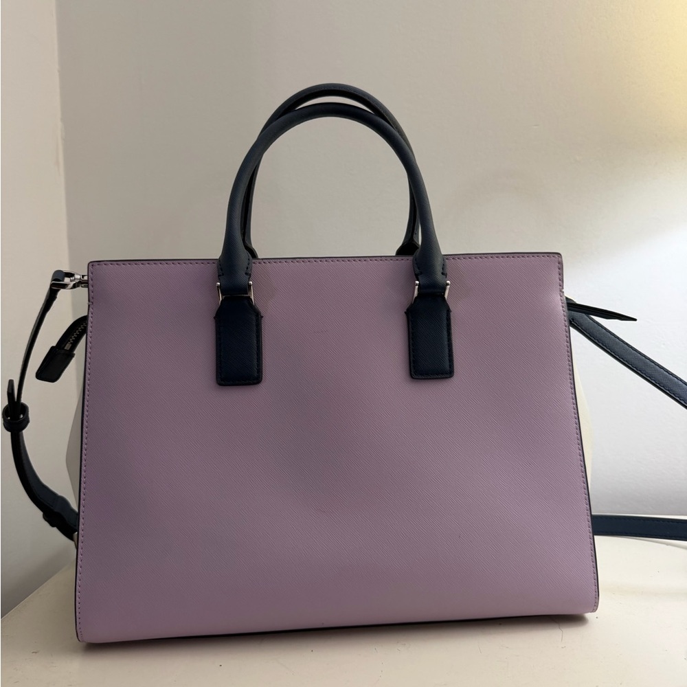 Kate Spade Large Cameron Satchel Lavender, Navy & White - Picture 6 of 10